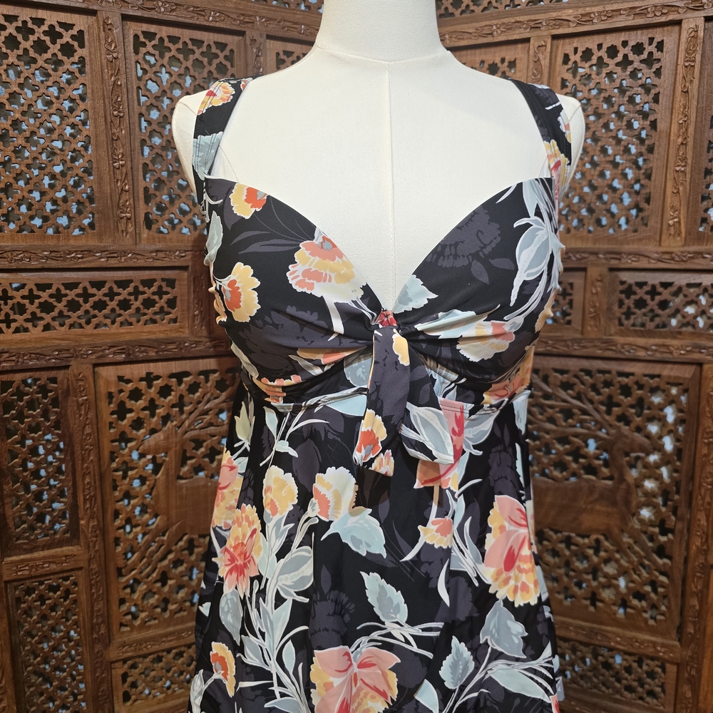 Torrid Black Floral Bikini Top